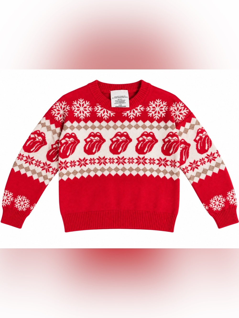 Kids Rolling Stones Holiday Crewneck Sweater with Icon Motif